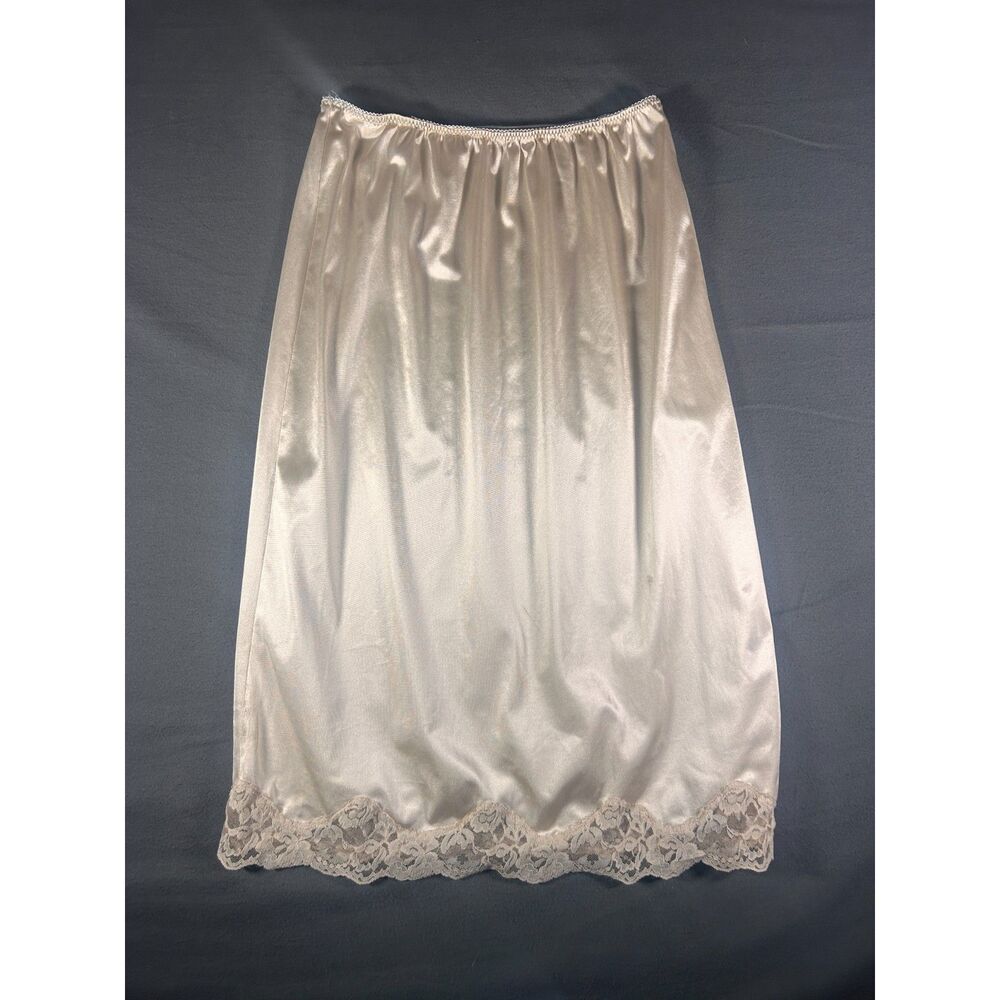 Vintage Lily of France Lace Side Slit Half Slip Skirt Medium Champagne Beige M